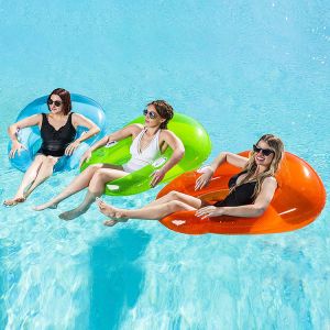 China PVC inflatable float chair, transparent water inflatable net float raft, summer indoor and outdoor swimming pool leisure float raft on sale