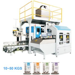 China 900bags/H Heavy Woven Bag Rice Packaging Machine PLC Control on sale