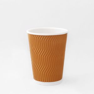 China Biodegradable Ripple Coffee Cups Custom 10oz Paper Drinking Cup wholesale