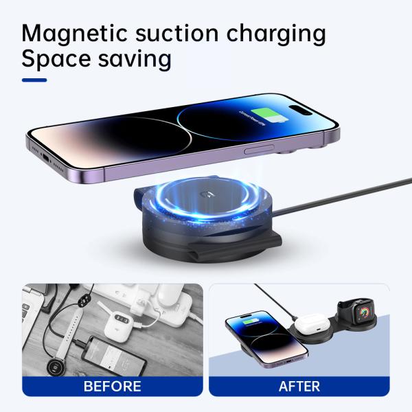 3-Fold Wireless Charging Pad 15W Fast Charging For Apple With Customizable Logo