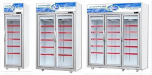 China -18~22℃ Temperature Upright Glass Door Display Freezer For Seafood 1700L wholesale