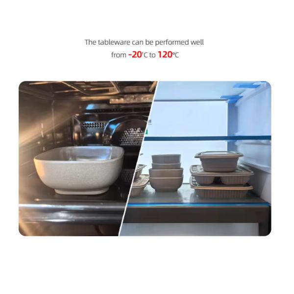 Customizable 3 Division Disposable Compostable To-Go Container Hinged Take Away Food Container Rice Husk Disposable Lunch Box