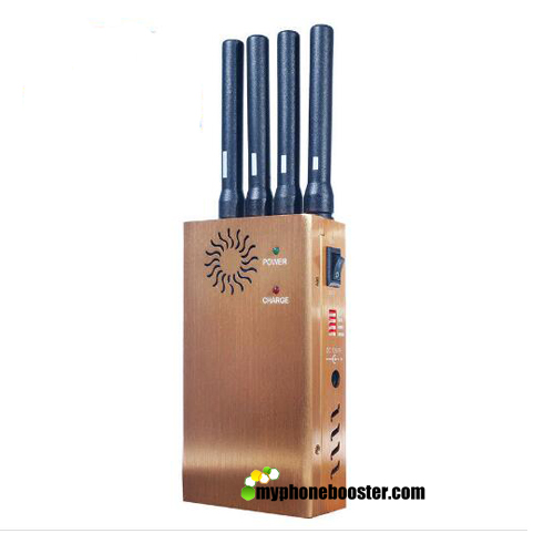 DC12V 4 Antennas Golden 2w Cellular Jammer Blocker GPS Wifi 4G 3G GSM Signal Jammer Blocker With Fan/DIP/Leather Case