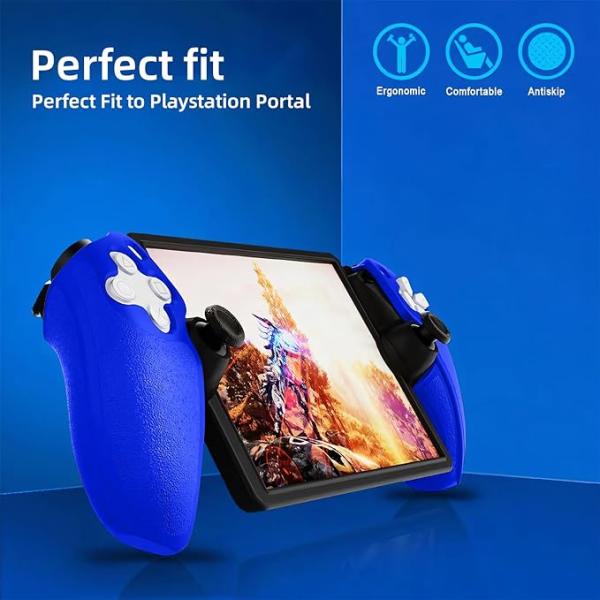 Soft Protective Skin Case For Playstation Portal Remote Player, Shockproof Anti-Scratch - Blue