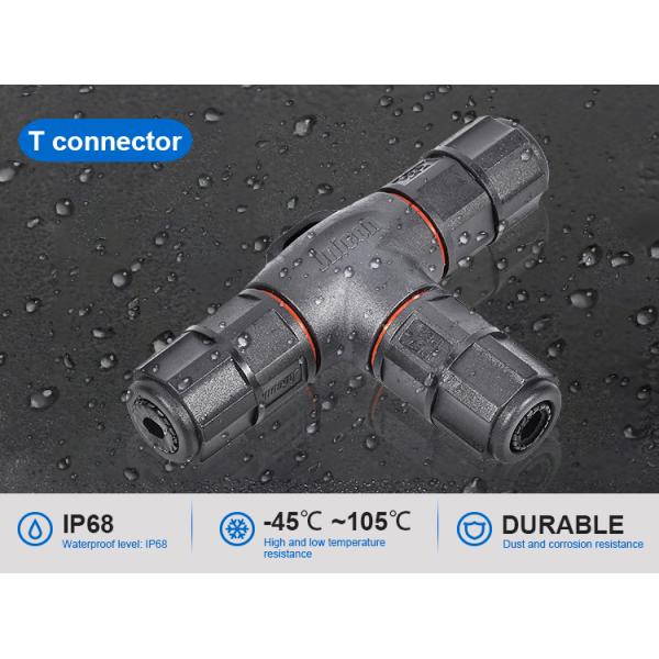 T Type Outdoor IP68 Wire Connector 2 Pin Screw Locking For Connecting Cable