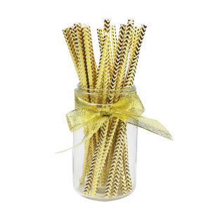 Gold foil pattern FDA Certificate Biodegradable Paper Straws Food-grade