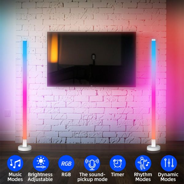JSK-P70 White Shade Smart RGB Floor Lamp with 16 Million Colors Music Sync APP Control USB Powered LED Dimmable Lighting