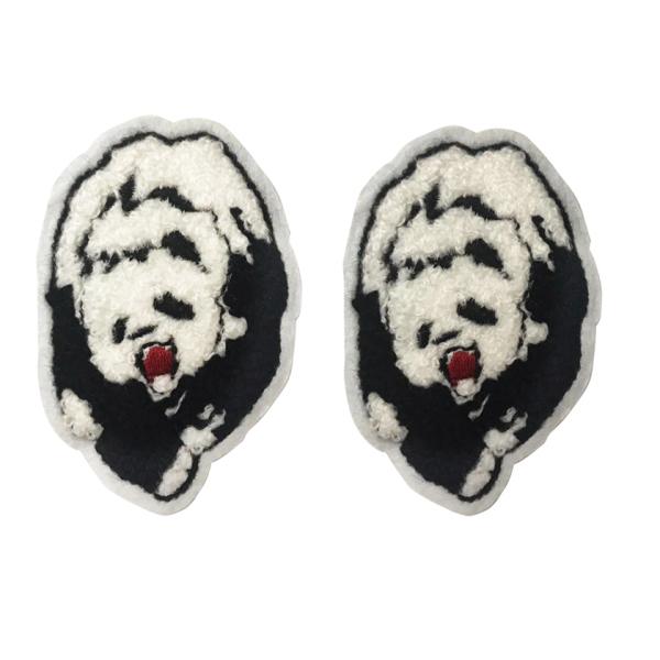 Orange Background Custom Chenille Patches Singles Felt Fabric With Sew On Backing