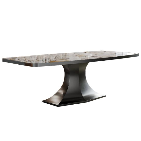 Ceramic Stainless Steel Marble Dining Table Rectangle Shape