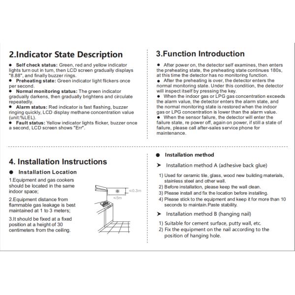 5V Indoor Independent Natural Gas LPG Smoke Detector With LCD Display