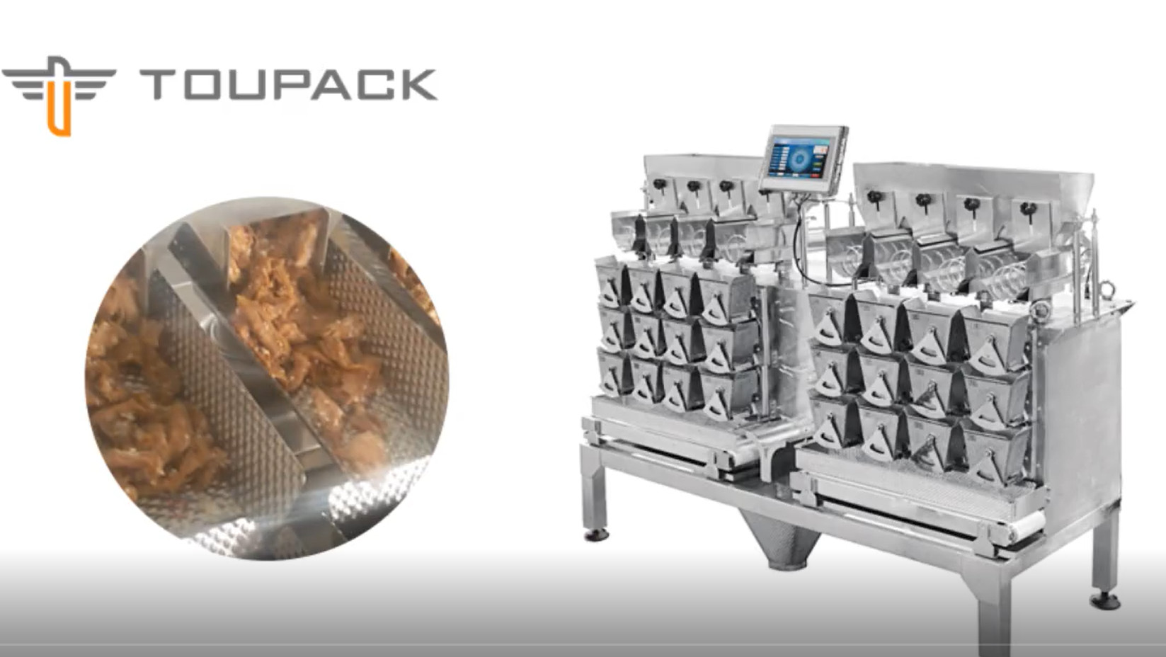 China MCU Control Multi Head Weigher For Cooked Meat Filling Fast Food 50 Bag / Min on sale