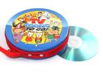 embossed round CD tin case with a zipper
