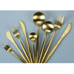 Fadeless Luxury Matte Gold SS304 Fork Knife Spoon Set
