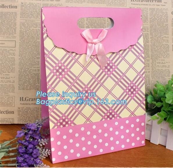 paper carrier bag,kraft paper bag,craft paper bag manufacturer,Printing Logo Paper Carrier Bag with Bowknot and Handle f
