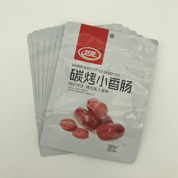 180g AL7 Plastic Pouches For Food Packaging Bags Char Grilled Sausage With Zipper