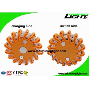 China Waterproof IP65 Rechargeable Amber LED Road Flares Flashing Warning Light Roadside Flare Emergency Disc Beacon wholesale