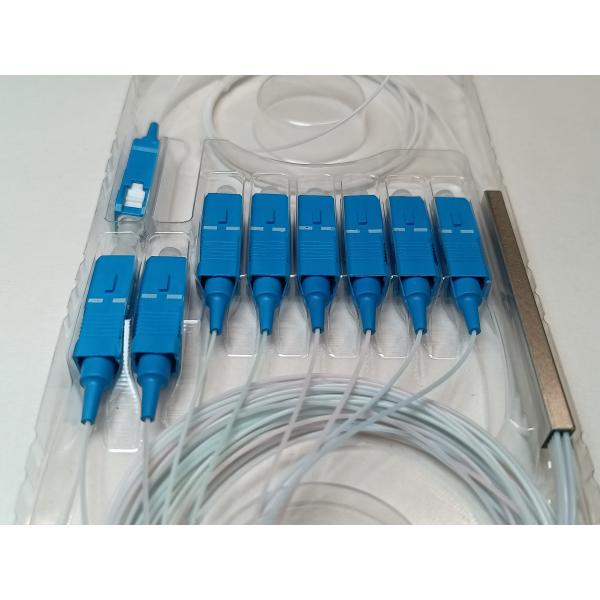 Mini Fiber Optic PLC Splitter SC UPC Connector SM G657A1 1x8 PLC Splitter