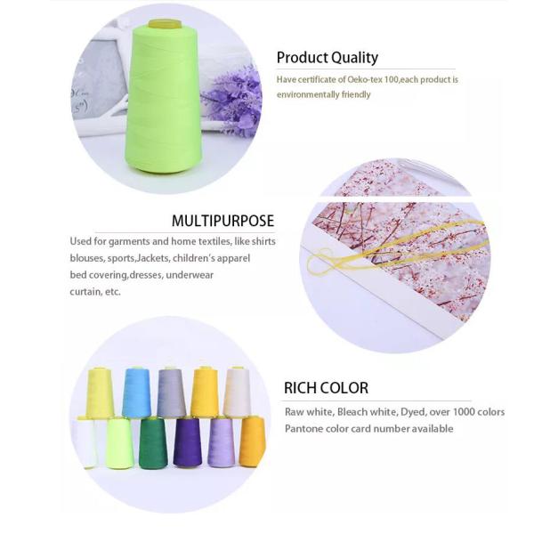 Factory sale 100% Spun Polyester Sewing Thread 60/2 5000y For Garment and Sewing