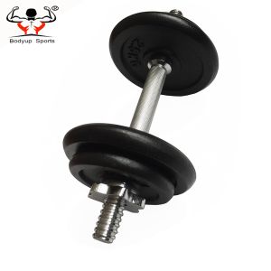 China Black Paint 10kg Dumbbell Set , Cast Iron Dumbbell Set For Weight Lifting wholesale