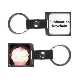 Zinc Alloy Metal Sublimation Keychain With Leather Buckle Picture Keychain
