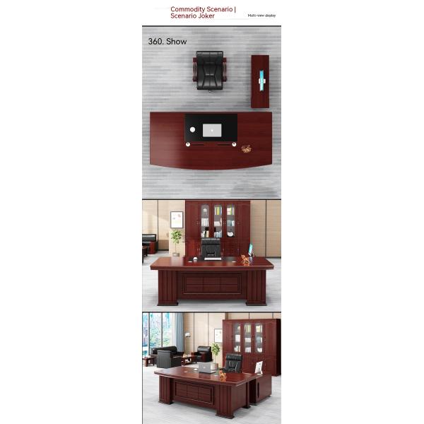 Solid Wood Executive Office Set for Executive Desk and Chair in Vintage Mahogany