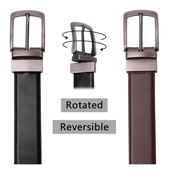 Double Sides Rotatable Fake Leather Belt 3.5cm Jeans Pants Pin Buckle Belt