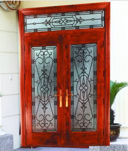China 3.2MM Glass Front Doors With Wrought Iron Glass For Exterior Door wholesale