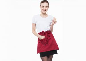 China Waterproof Anti - Stain Short Red Apron Cotton And Polyester Fabrics Fashion Wild wholesale