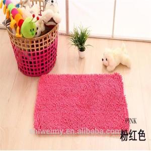 China Plain soft pink long pile chenille bath mat wholesale