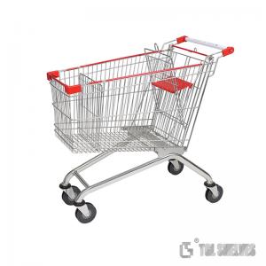 China 4 Wheels Steel Shopping Cart Trolley 100L for Supermarket Chrome Surface wholesale
