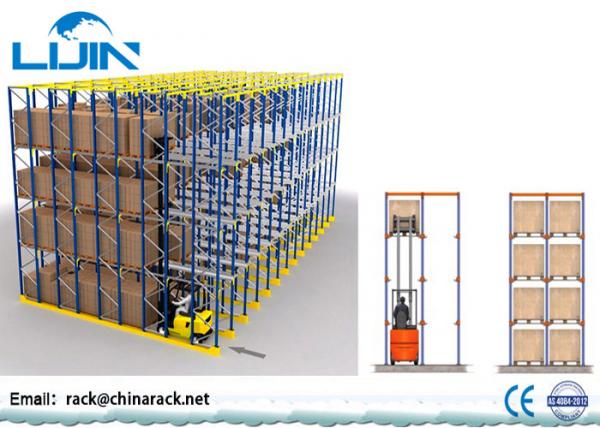 Quality Forklift Warehouse Pallet Racking Systems ,  1000-2500kg / Arm Drive Through Racks for sale