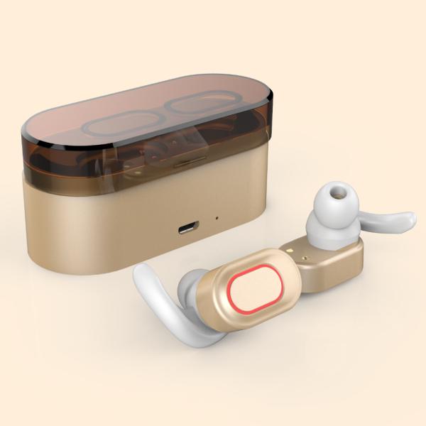 2019 mini ture wireless earbuds,Bluetooth 5.0 stereo earphones with detachable earfins,earphones with LED light