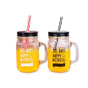 China 480ml Antique Glass Bottles With Straw Handle Transparent Cover wholesale