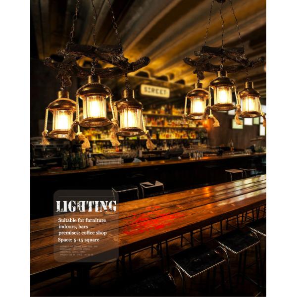 American Chandelier Loft Retro Industrial Cafe Bar Restaurant Bar Lighting Clothing Store Wooden chandelier(WH-VP-230)