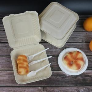 China 800ml Takeaway Containers Microwave Safe Bagasse Clamshell Birthday Party Disposable Plates on sale