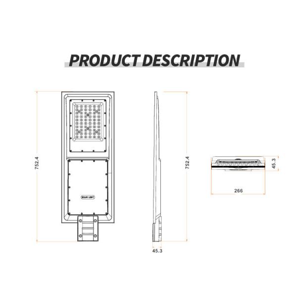 Aluminum High Power Solar Street Light Motion Sensor DC 100 W 200 W 300 W IP66 Outdoor Street Lamp