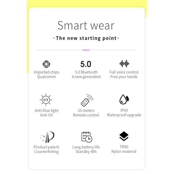 Directional Audio 5.0 Smart Music Glasses TR90 Protect Against Blue Light And Radiation Smart Glasses Sunglasses