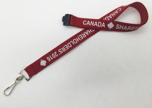 China Red color 2.0 CM Silk-screen printed Polyester lanyards with white letters on it wholesale