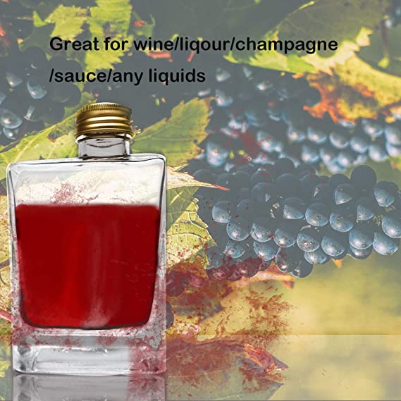 2 Packs Square Glass Bottles for Juice Beer Champagne Smoothies Soda Liquor Beverage