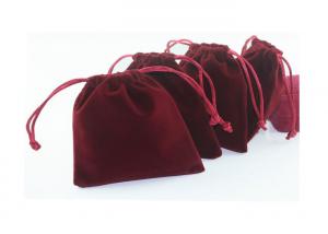 China Personalized Red Velvet Drawstring Pouch Foil Logo For Jewelly Packaing on sale