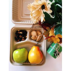 Sugarcane Clamshell Compostable Food Containers With 3 Compartment