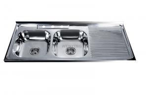 China South American HOt Sale WY-12050 double bowl with drain board stainless steel sink wholesale