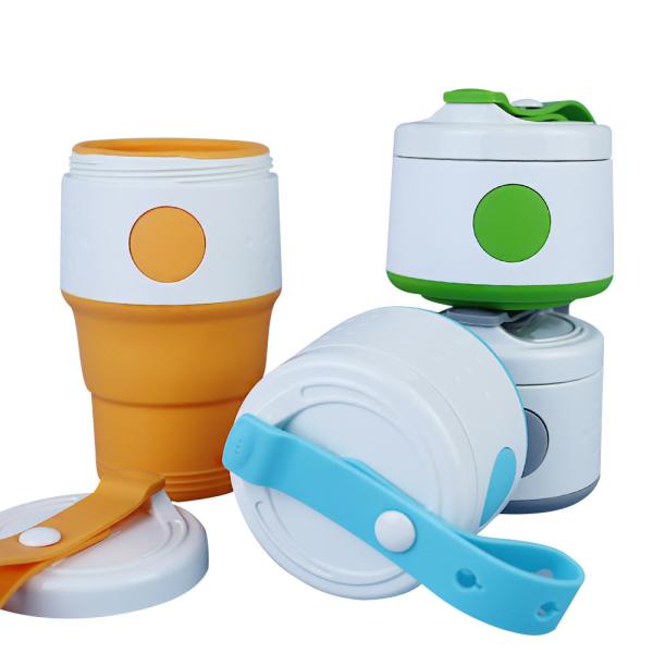 395ml Silicone Foldable Cup Collapsible Coffee Cup Reusable With Lid