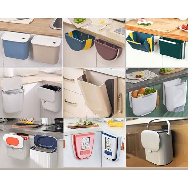 Collapsible Hang Small Plastic Garbage Can 2.4 Gallon for Cabinet