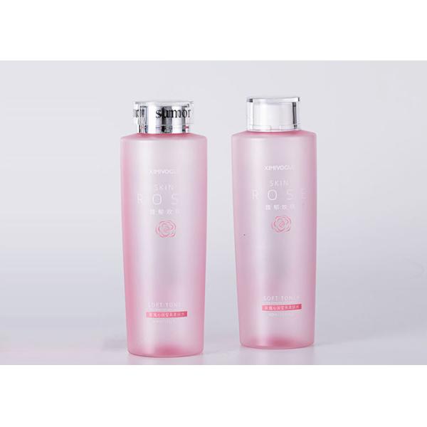 Pink 500ml Custom Cosmetic Bottles With Screw Cap Silk Screen Printing