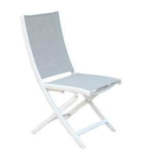 China European White Foldable Beach Lounge Chair PVC Mesh Back Aluminum Frame wholesale
