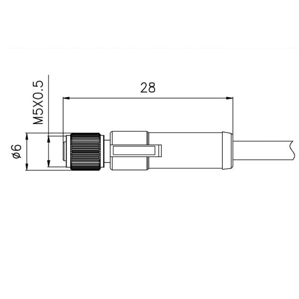 Straight Molded Waterproof Cable Connector 4P 5P 3P 2P Coding A Female M5 Connector