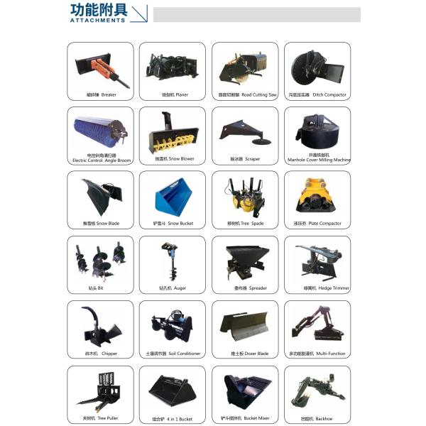 Mini Skid Steer Loader With Snow Bucket And V-blade For Snow Removal 2640x1720x2140mm