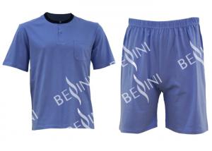China Mens Cotton Jersey Round Neck Tee Short Pants Pyjamas Set Summer Pyjamas wholesale