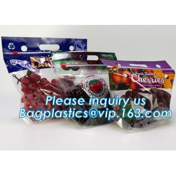 Resealable Vent Hole Plastic Bag For Fruit With Slider, OEM Printed Logo food grade Slider Storage Bags, Custom grape/fr